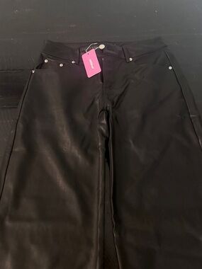 Edikted leather wide leg pants